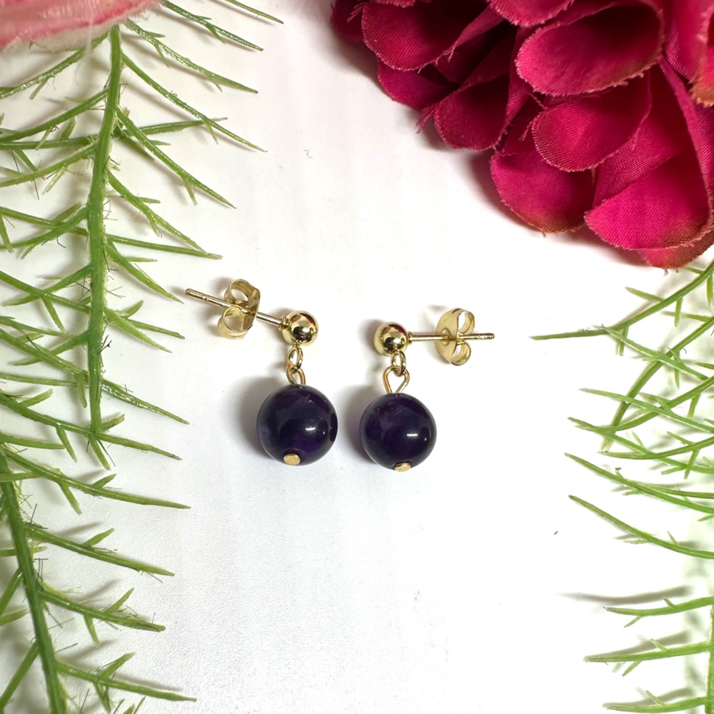 NEW⚜️ AMETHYST Drop Beaded Earrings - Picture 5 of 7